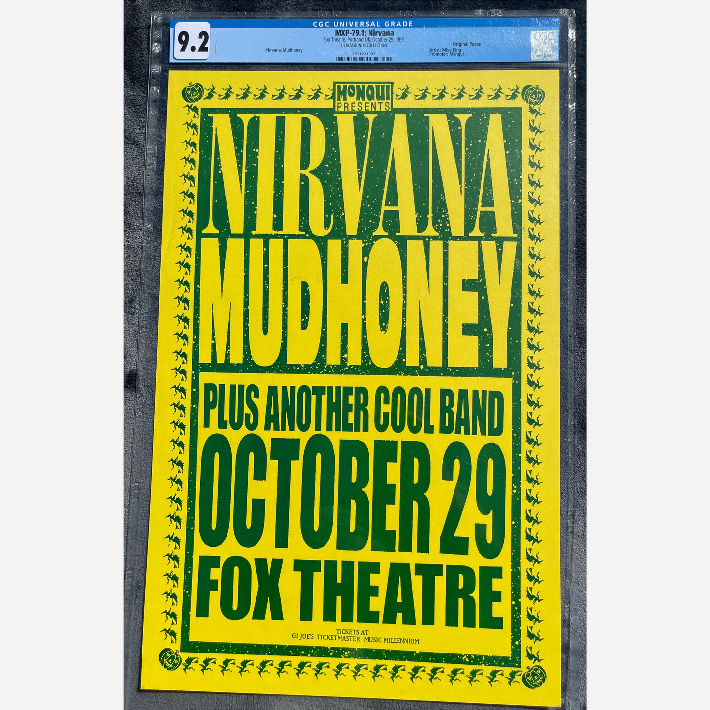 Nirvana & Mudhoney Archival Framed 1991 Fox Theatre | CGC Graded 9.2