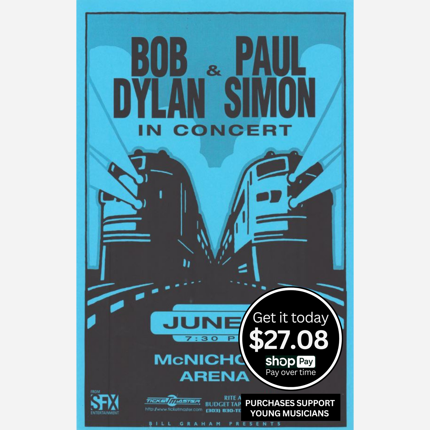 Bob Dylan & Paul Simon 1999 McNichols Arena  | Rare & Near Mint