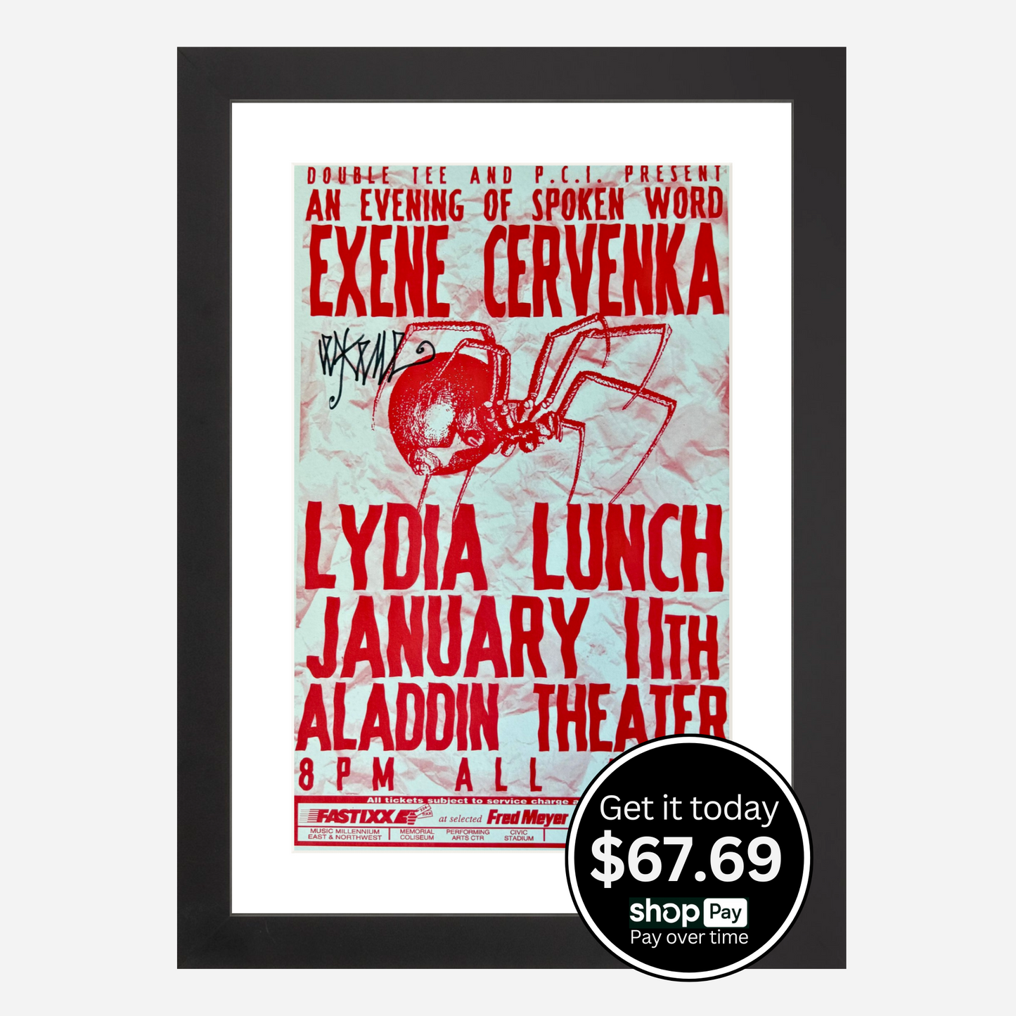 Exene Cervenka Archival Framed & Signed 1996 Aladdin Theater | Rare & Near Mint