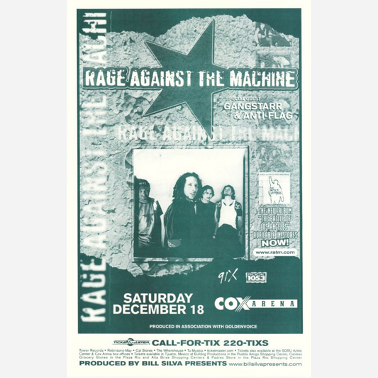 Rage Against the Machine 1999 Cox Arena | Rare & Near Mint