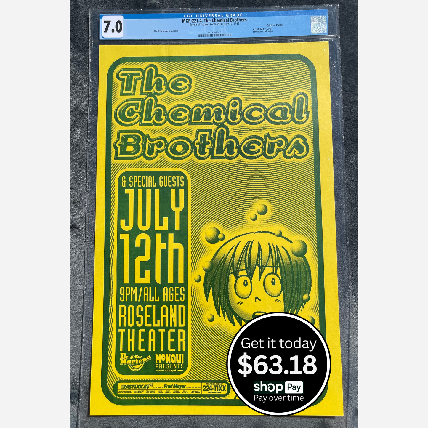 The Chemical Brothers 1999 Roseland Theater | CGC Graded 7 | Rare